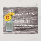Rustic Mason Jar & Daisy Wood Save the Date Aankondigingskaart (Voorkant)