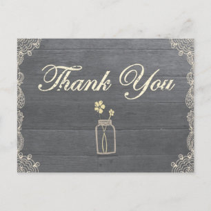 Rustic Mason Jar Dank u briefkaarten