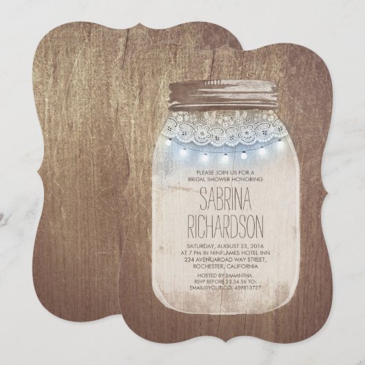 Rustic Mason Jar Dusty Blue Vrijgezellenfeest Kaart (Voorkant / Achterkant)