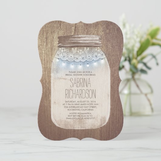 Rustic Mason Jar Dusty Blue Vrijgezellenfeest Kaart (Staand voorkant)