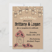 Rustic Mason Jar Eloped Reception Kaart (Voorkant)