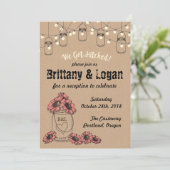 Rustic Mason Jar Eloped Reception Kaart (Staand voorkant)