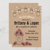 Rustic Mason Jar Eloped Reception Kaart (Voorkant / Achterkant)