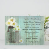 Rustic Mason Jar en Daisy bruiloft uitnodiging (Staand voorkant)