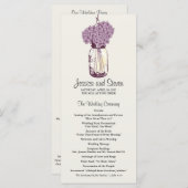 Rustic Mason Jar en Hydrangeas Programma Programmakaart (Voorkant / Achterkant)