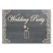 Rustic Mason Jar en Lace Wedding Party Table Card Kaart (Achterkant)