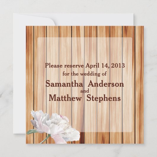 Rustic Mason Jar en roze pioenen Save The Date (Achterkant)