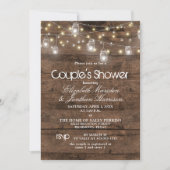 Rustic Mason Jar en String Lights Couple's Shower Kaart (Voorkant)
