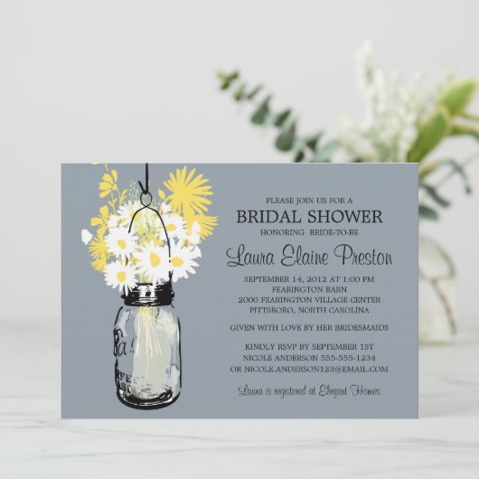 Rustic Mason Jar en Wildflower Daisies Kaart (Staand voorkant)