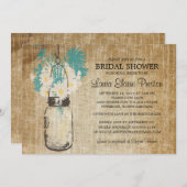 Rustic Mason Jar en Wildflower Daisies Kaart (Voorkant / Achterkant)