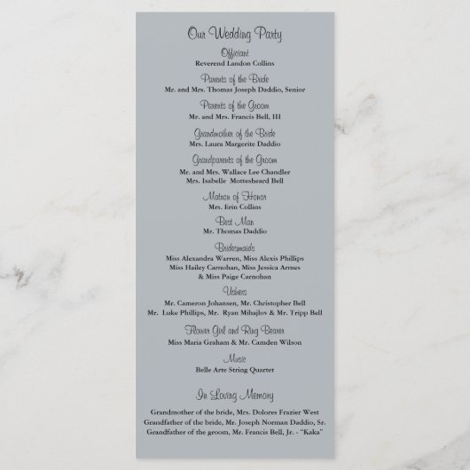 Rustic Mason Jar en Wildflower Programma Programmakaart (Achterkant)