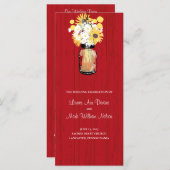 Rustic Mason Jar en Wildflowers Programma Programmakaart (Voorkant / Achterkant)