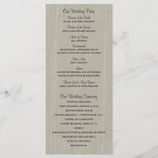 Rustic Mason Jar en Wildflowers Programma Programmakaart (Achterkant)