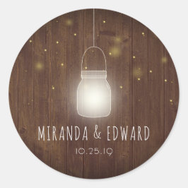 Rustic Mason Jar Fireflies bruiloft Ronde Sticker
