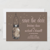 Rustic Mason Jar & Fireflies Save the Date (Voorkant)