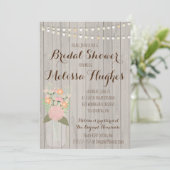 Rustic Mason Jar Floral Bridal Shower Invitations Kaart (Staand voorkant)