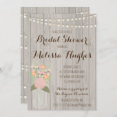 Rustic Mason Jar Floral Bridal Shower Invitations Kaart (Voorkant / Achterkant)