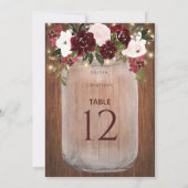 Rustic Mason Jar Floral Large Wedding Table Number (Achterkant)