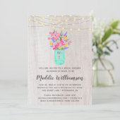 Rustic Mason Jar Floral Lights Vrijgezellenfeest I Kaart (Staand voorkant)