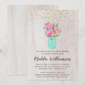 Rustic Mason Jar Floral Lights Vrijgezellenfeest I Kaart (Voorkant / Achterkant)