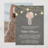 Rustic Mason Jar Floral Lights Vrijgezellenfeest Kaart (Voorkant / Achterkant)