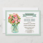 Rustic Mason Jar Floral Rehearsal Dinner Kaart (Voorkant)