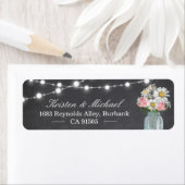 Rustic Mason Jar Floral String Lights Chalkboard Etiket (Insitu)