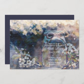 Rustic Mason Jar & Floral Wedding Kaart (Voorkant / Achterkant)