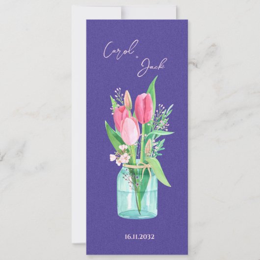 Rustic Mason Jar Floral Wedding Program Card Kaart (Voorkant)