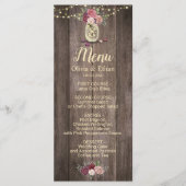 Rustic Mason Jar Floral Wood Wedding Menu (Voorkant)