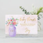 *~* Rustic Mason Jar Flowers Lavender Baby shower Kaart (Staand voorkant)