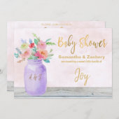 *~* Rustic Mason Jar Flowers Lavender Baby shower Kaart (Voorkant / Achterkant)