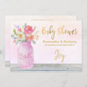 ** Rustic Mason Jar Flowers Peach Baby shower Kaart (Voorkant / Achterkant)