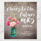 Rustic Mason Jar Future Mrs Vrijgezellenfeest Wijn Etiket (Enkel label)