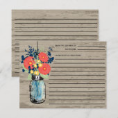 Rustic Mason Jar Gerber Daisies Recipe Card (Voorkant / Achterkant)