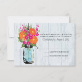 Rustic Mason Jar & Gerber Daisies RSVP (Voorkant)