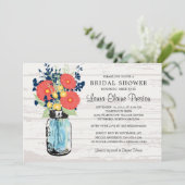 Rustic Mason Jar Gerber Daisies Vrijgezellenfeest Kaart (Staand voorkant)