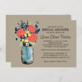 Rustic Mason Jar Gerber Daisies Vrijgezellenfeest Kaart (Voorkant / Achterkant)