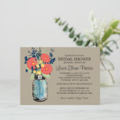 Rustic Mason Jar Gerber Daisies Vrijgezellenfeest Kaart (Staand voorkant)