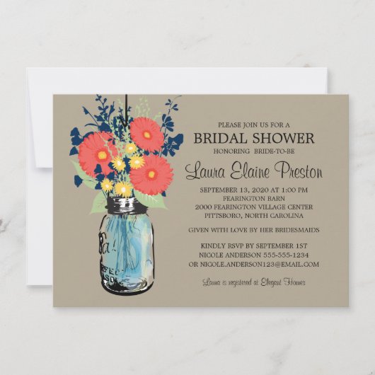 Rustic Mason Jar Gerber Daisies Vrijgezellenfeest Kaart (Voorkant)