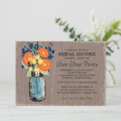 Rustic Mason Jar Gerber Daisies Vrijgezellenfeest Kaart (Staand voorkant)