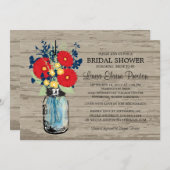 Rustic Mason Jar Gerber Daisies Vrijgezellenfeest Kaart (Voorkant / Achterkant)