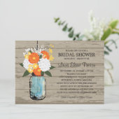 Rustic Mason Jar Gerber Daisies Vrijgezellenfeest Kaart (Staand voorkant)