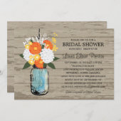 Rustic Mason Jar Gerber Daisies Vrijgezellenfeest Kaart (Voorkant / Achterkant)