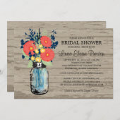 Rustic Mason Jar Gerber Daisies Vrijgezellenfeest Kaart (Voorkant / Achterkant)