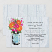 Rustic Mason Jar & Gerber Daisies Wedding Kaart (Voorkant / Achterkant)