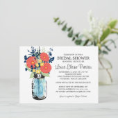 Rustic Mason Jar Gerbera Daisies Vrijgezellenfeest Kaart (Staand voorkant)