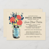 Rustic Mason Jar Gerbera Daisies Vrijgezellenfeest Kaart (Voorkant / Achterkant)