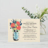 Rustic Mason Jar Gerbera Daisies Vrijgezellenfeest Kaart (Staand voorkant)