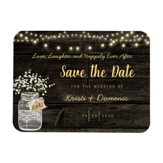 Rustic Mason Jar Ggloed Lights Magneet (Horizontaal)